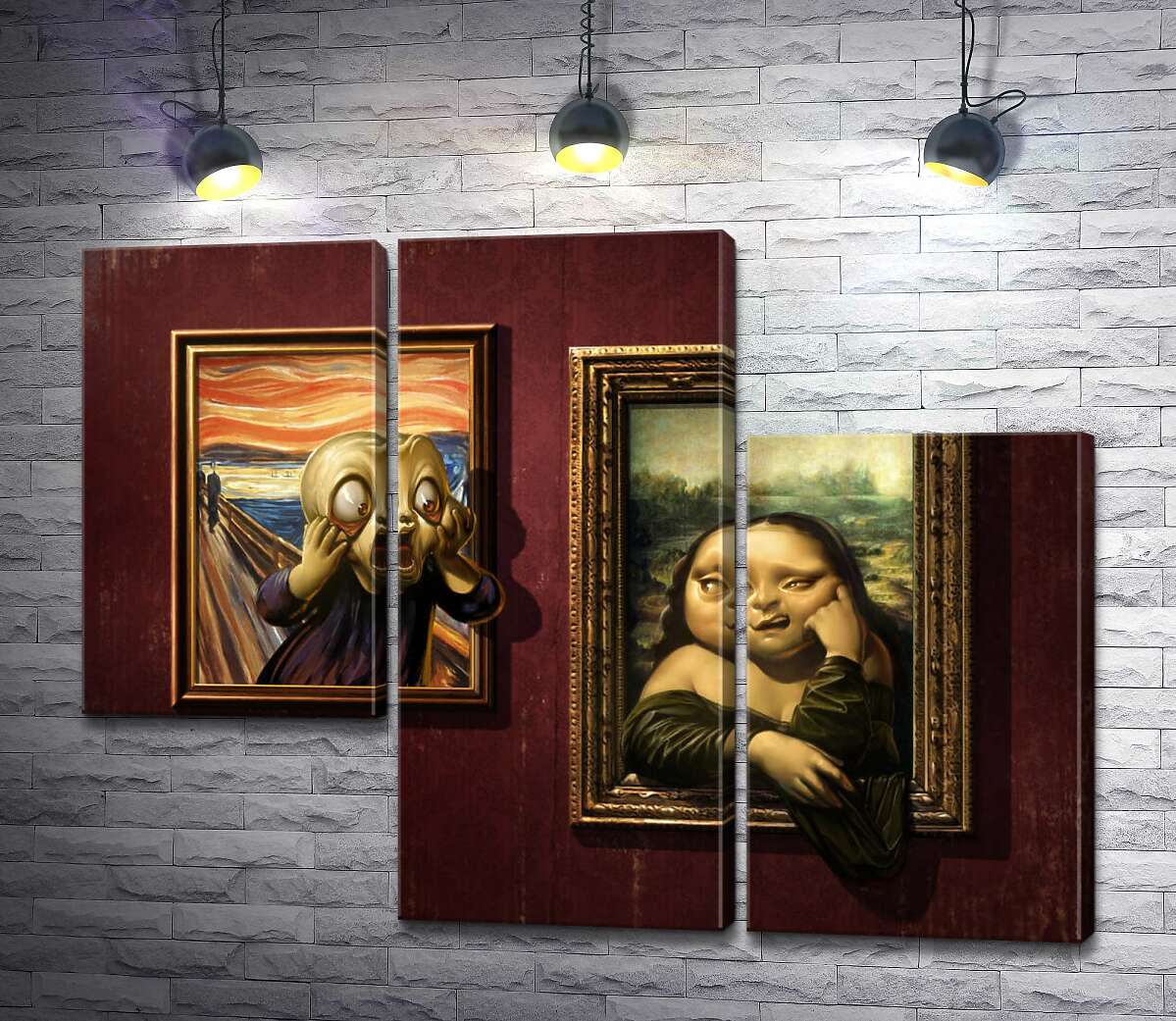 модульная картина Битва картин: "Крик" (Skrik) против "Моны Лизы" (Mona Lisa) (Модуль №13)