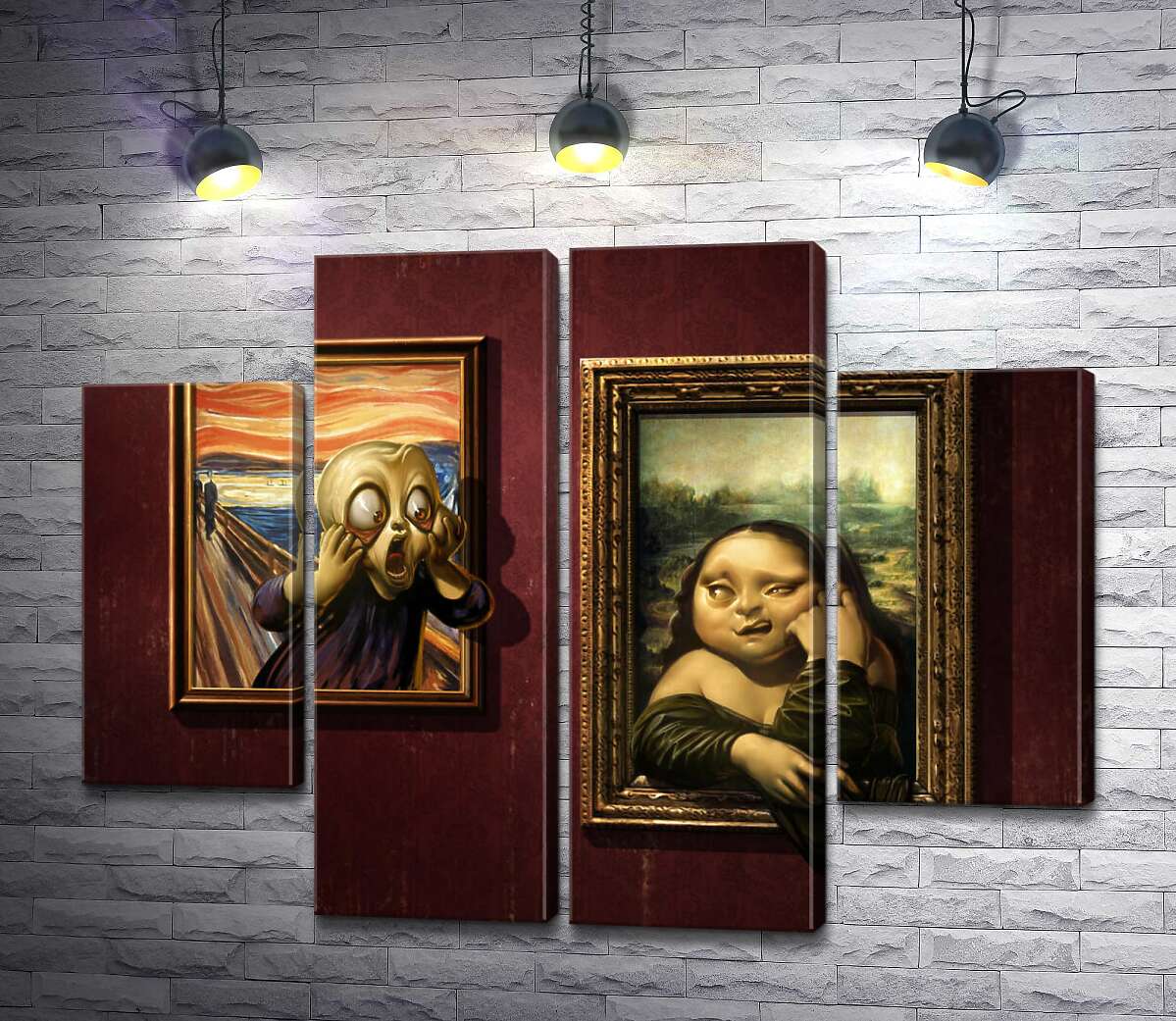 модульная картина Битва картин: "Крик" (Skrik) против "Моны Лизы" (Mona Lisa) (Модуль №20)