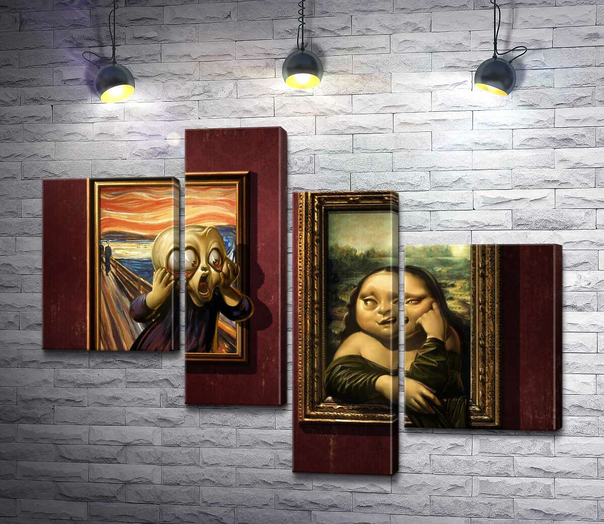 модульная картина Битва картин: "Крик" (Skrik) против "Моны Лизы" (Mona Lisa) (Модуль №21)
