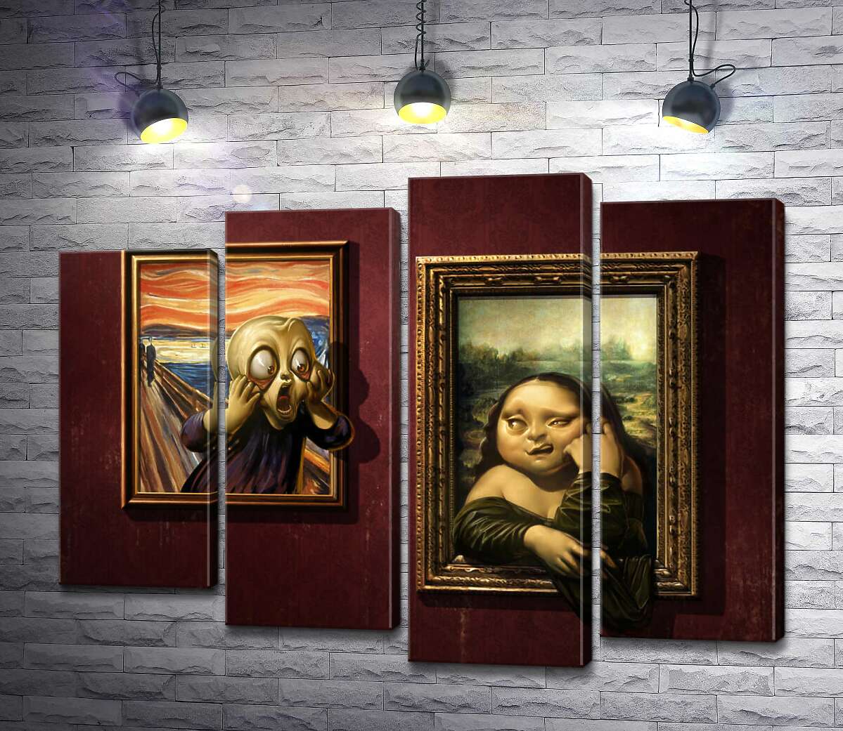 модульна картина Битва картин: "Крик" ( Skrik) проти "Мони Лізи" (Mona Lisa) (Модуль №3)