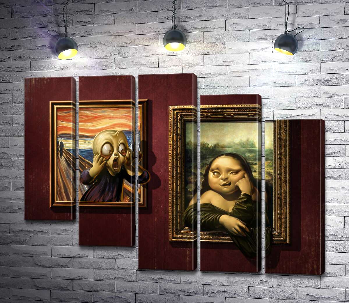 модульная картина Битва картин: "Крик" (Skrik) против "Моны Лизы" (Mona Lisa) (Модуль №28)