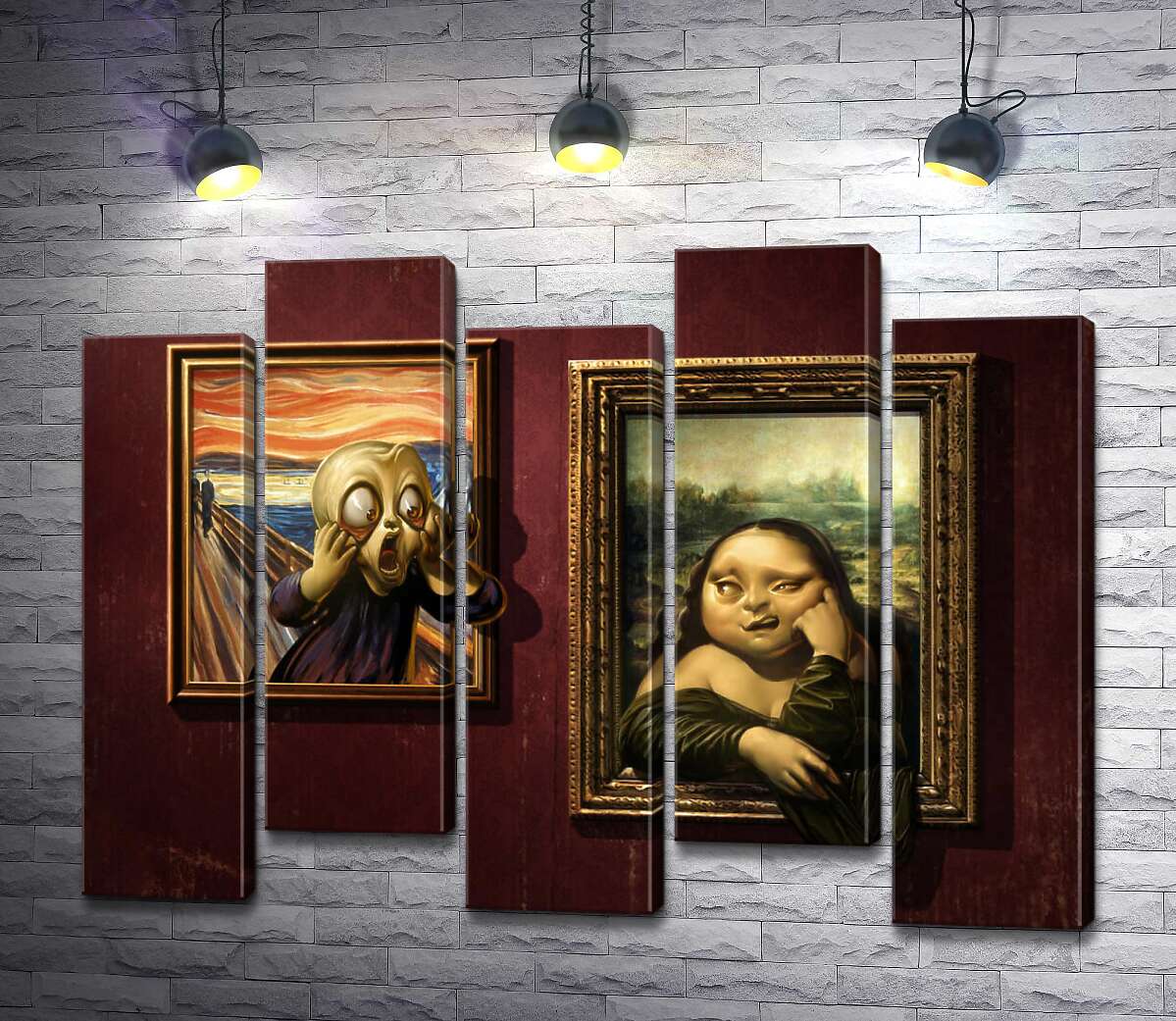 модульная картина Битва картин: "Крик" (Skrik) против "Моны Лизы" (Mona Lisa) (Модуль №30)