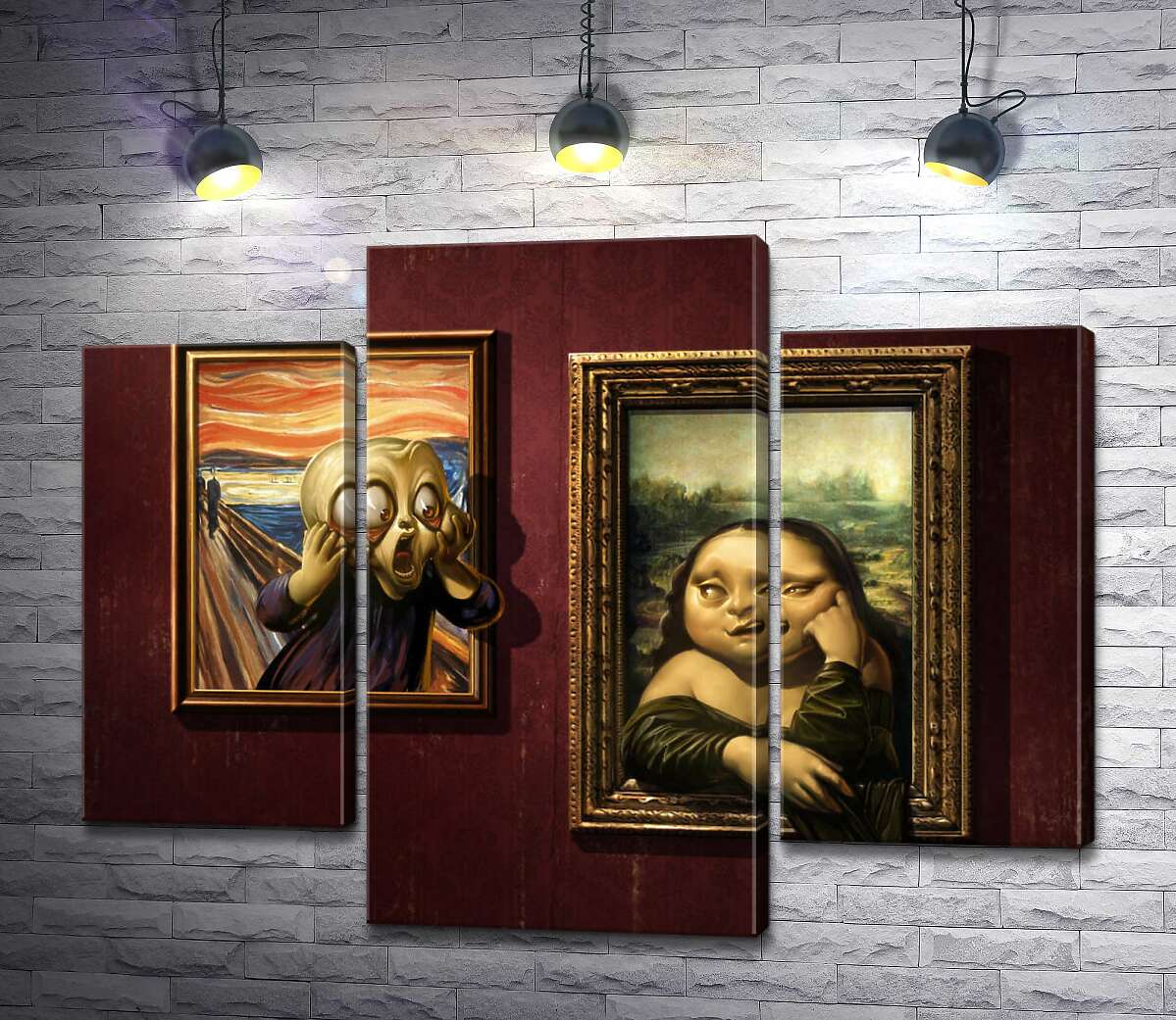 модульная картина Битва картин: "Крик" (Skrik) против "Моны Лизы" (Mona Lisa) (Модуль №10)
