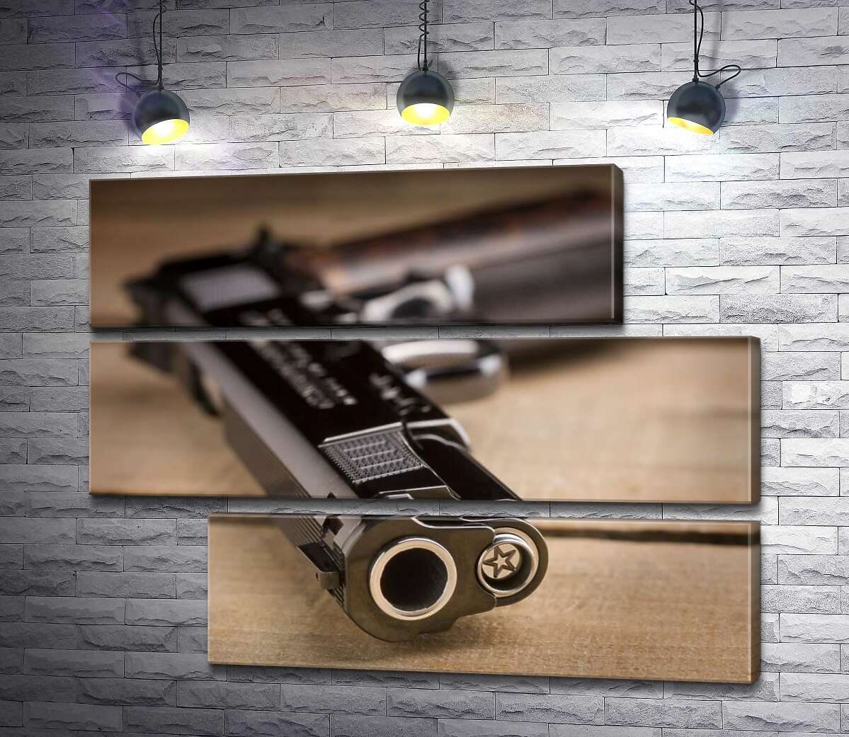 модульна картина Дуло чорного пістолета M1911 (Модуль №16)