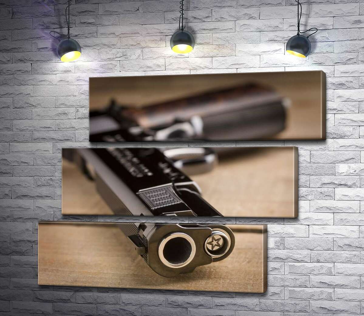 модульна картина Дуло чорного пістолета M1911 (Модуль №17)