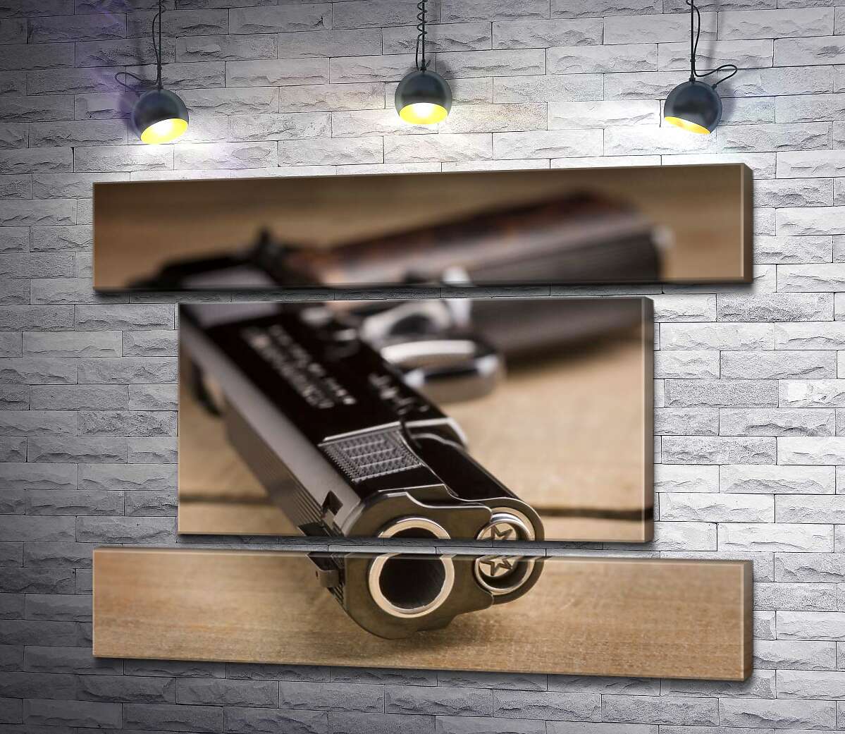 модульна картина Дуло чорного пістолета M1911 (Модуль №18)