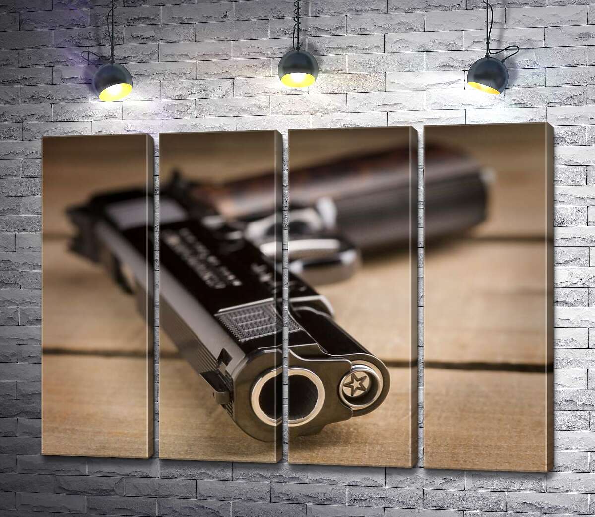 модульная картина Дуло черного пистолета M1911 (Модуль №24)