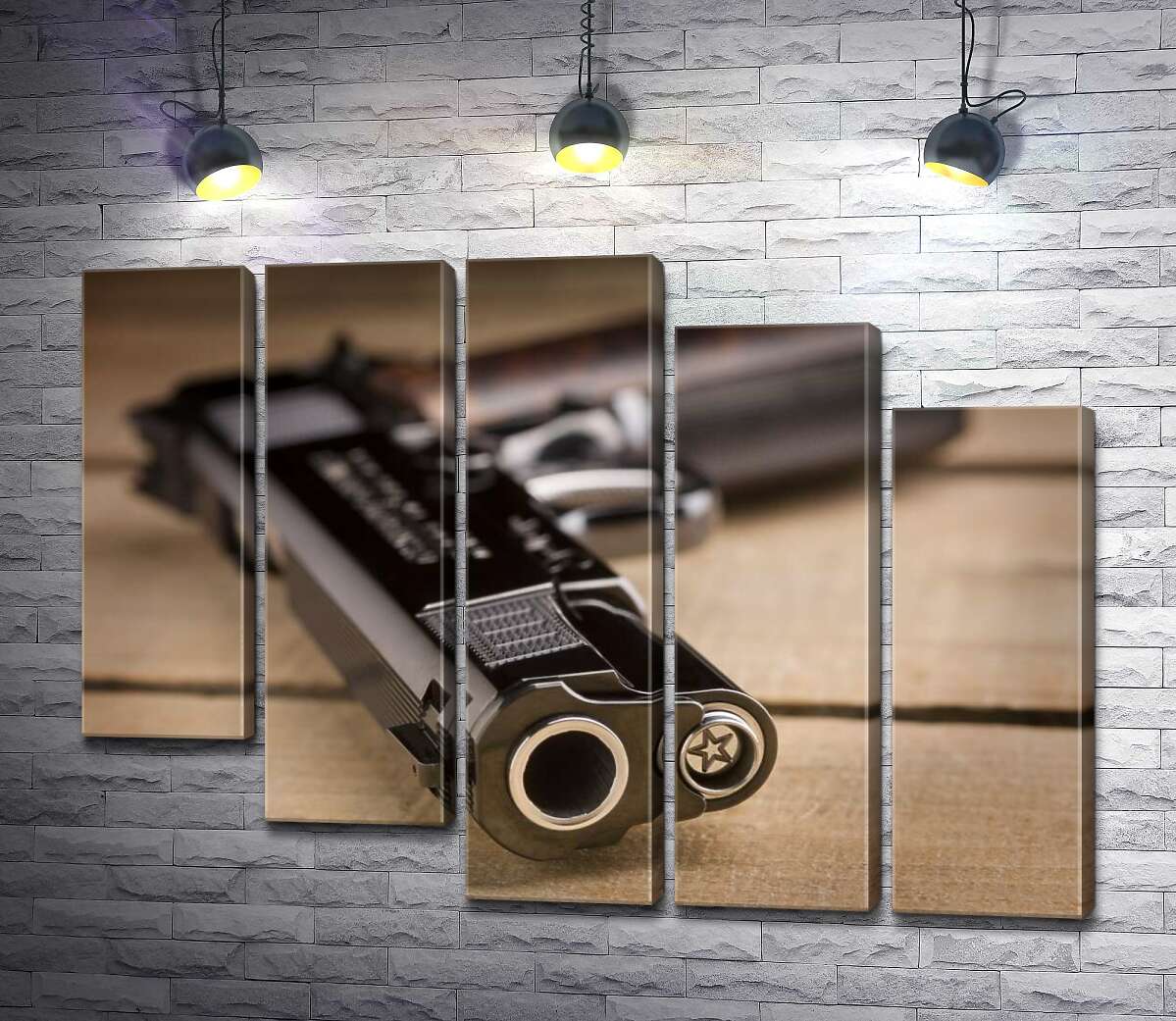 модульна картина Дуло чорного пістолета M1911 (Модуль №28)