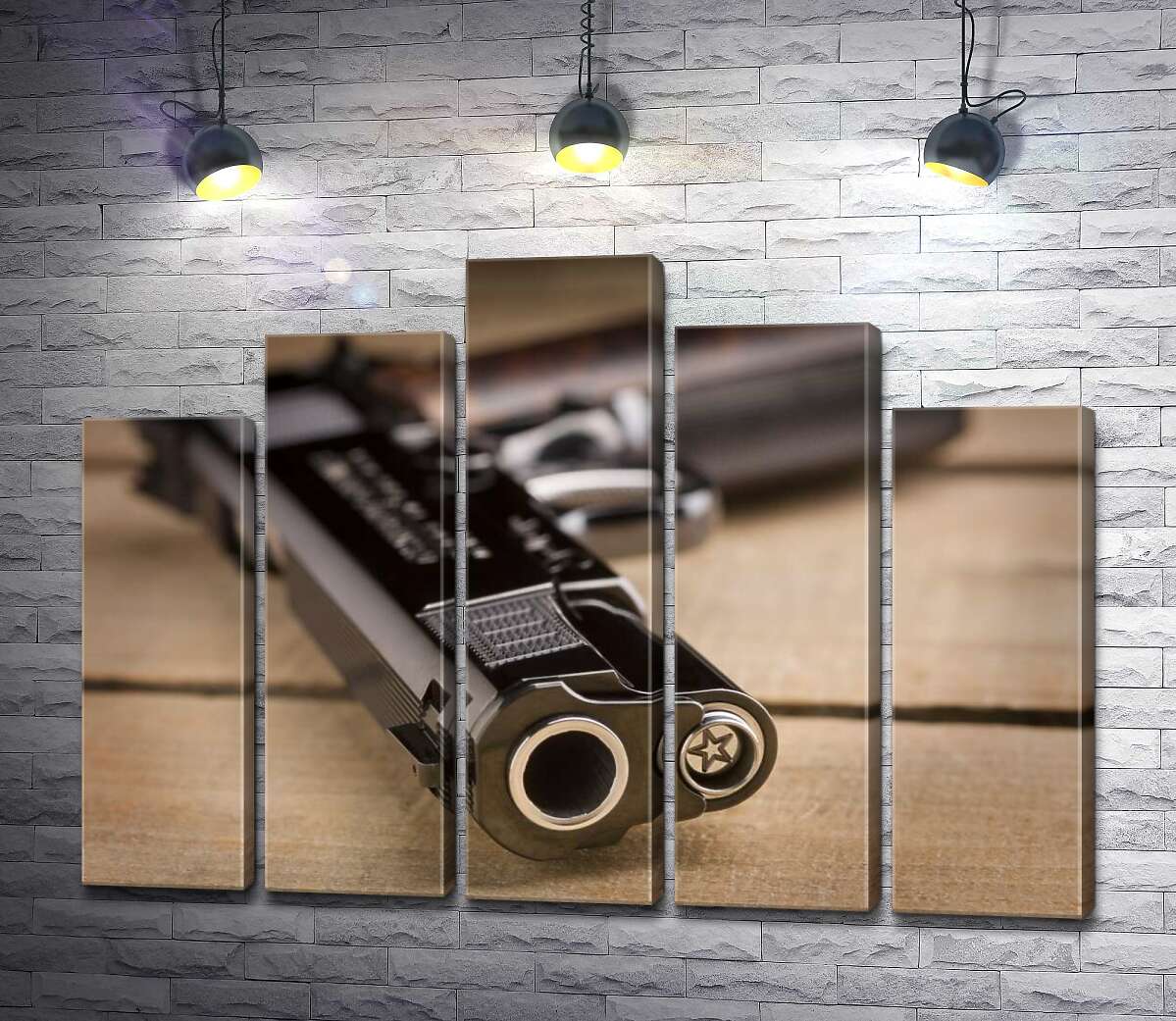 модульна картина Дуло чорного пістолета M1911 (Модуль №29)