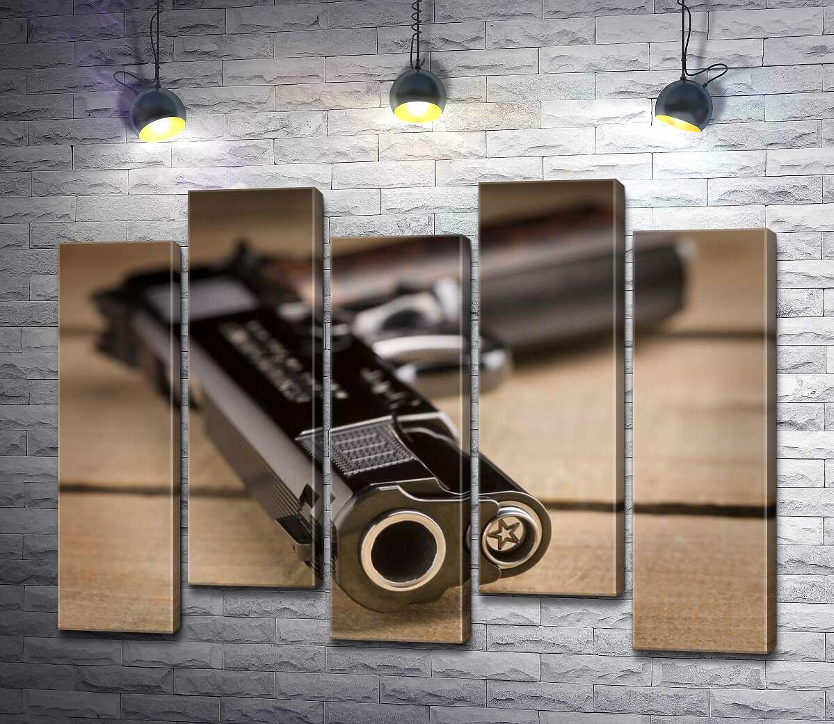 модульна картина Дуло чорного пістолета M1911 (Модуль №30)