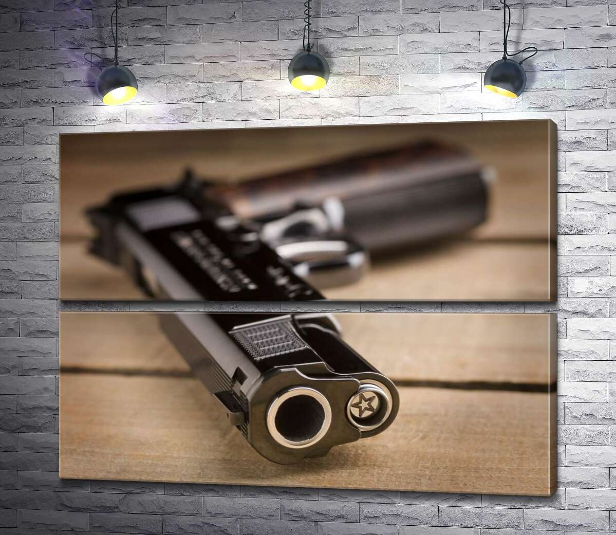 модульна картина Дуло чорного пістолета M1911 (Модуль №7)