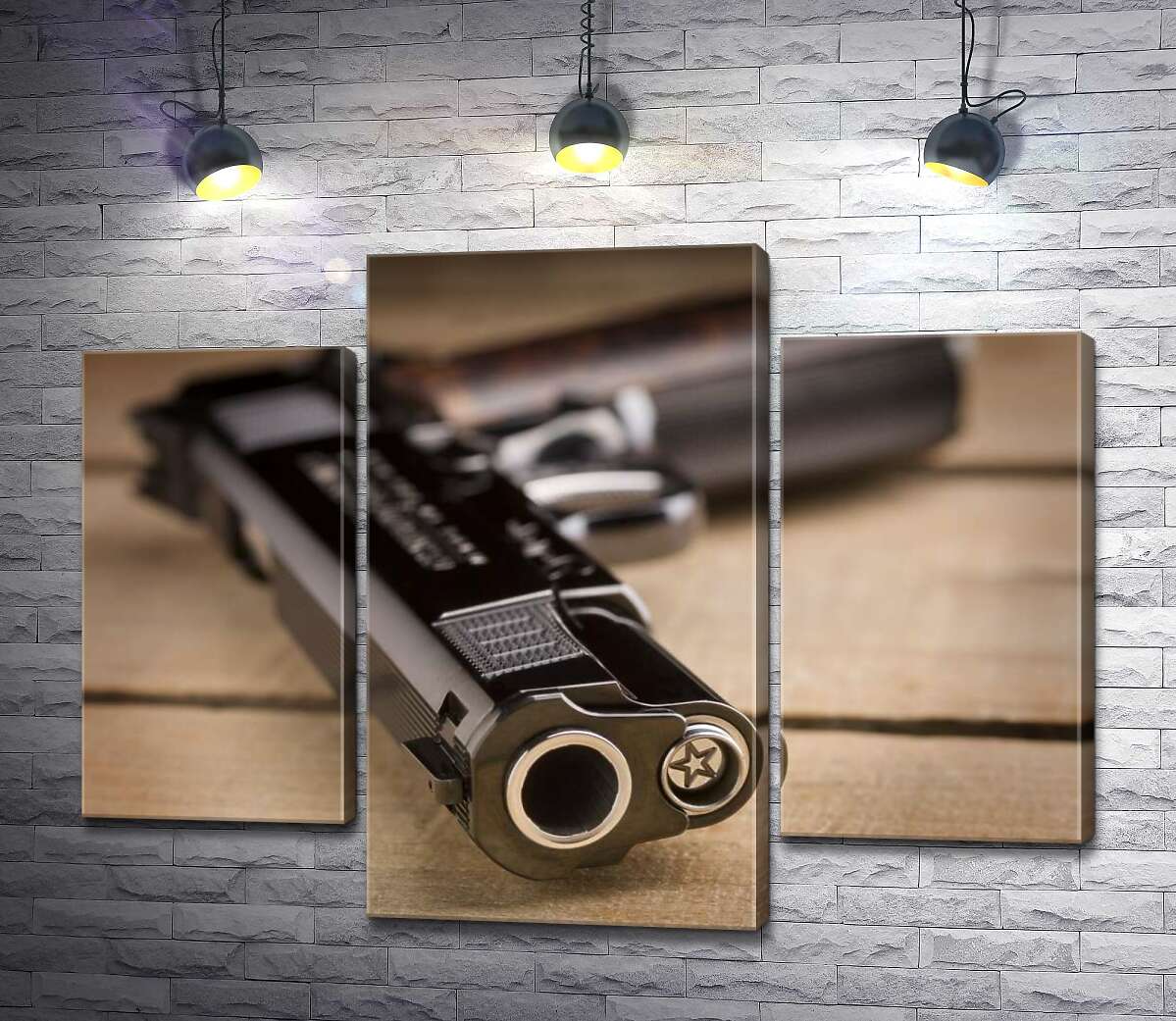 модульна картина Дуло чорного пістолета M1911 (Модуль №10)