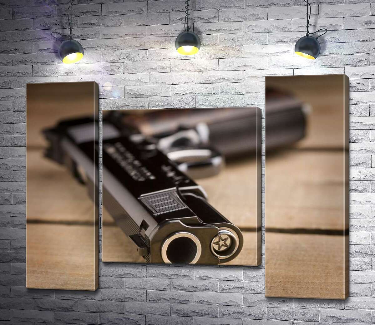 модульна картина Дуло чорного пістолета M1911 (Модуль №11)
