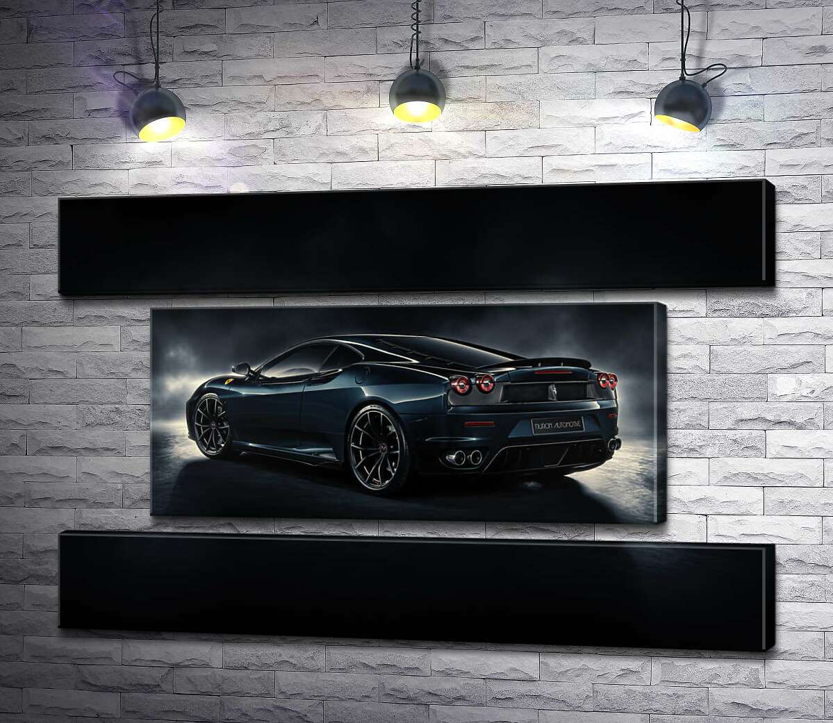 модульна картина Темний силует т Ferrari F430 підсвічений білим сяйвом (Модуль №18)