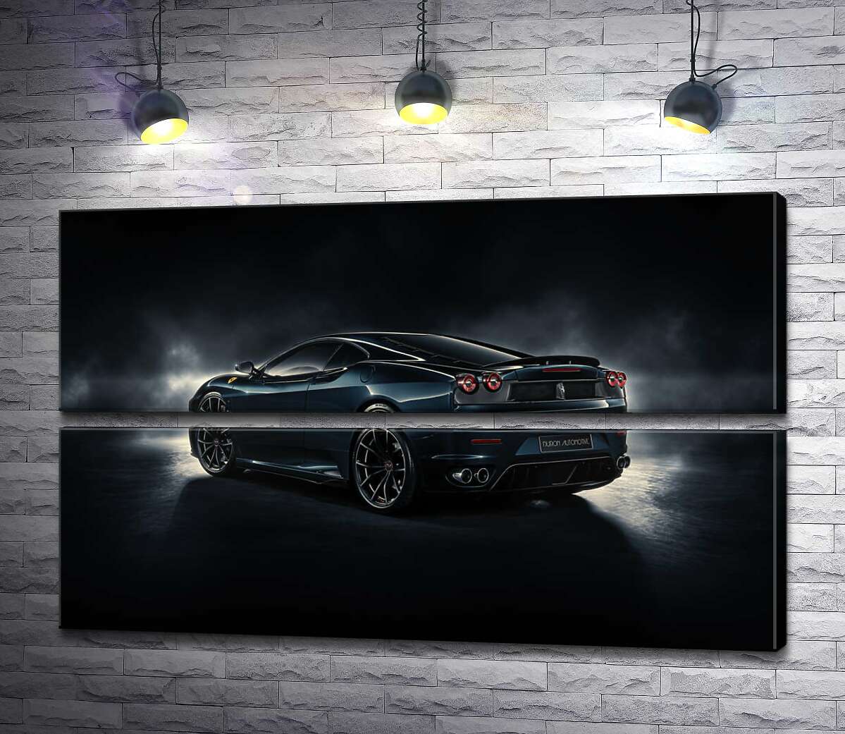 модульна картина Темний силует т Ferrari F430 підсвічений білим сяйвом (Модуль №7)