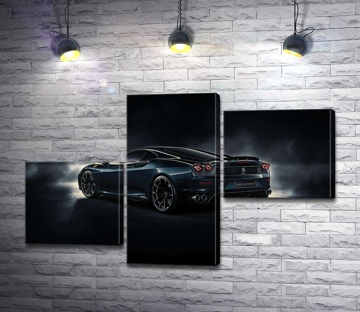 модульна картина Темний силует т Ferrari F430 підсвічений білим сяйвом (Модуль №12)