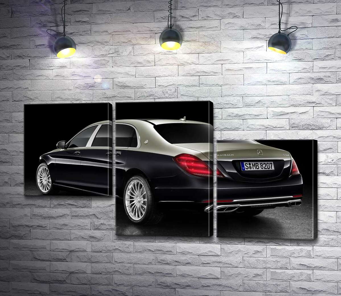 модульная картина Черная поверхность престижного автомобиля Mercedes-Maybach S-Class (Модуль №13)