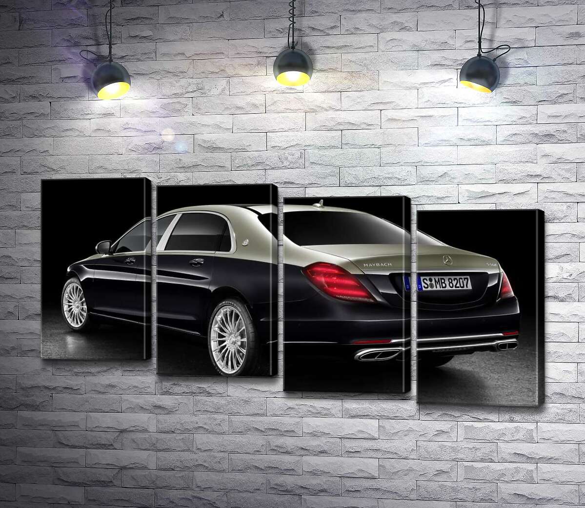 модульная картина Черная поверхность престижного автомобиля Mercedes-Maybach S-Class (Модуль №19)