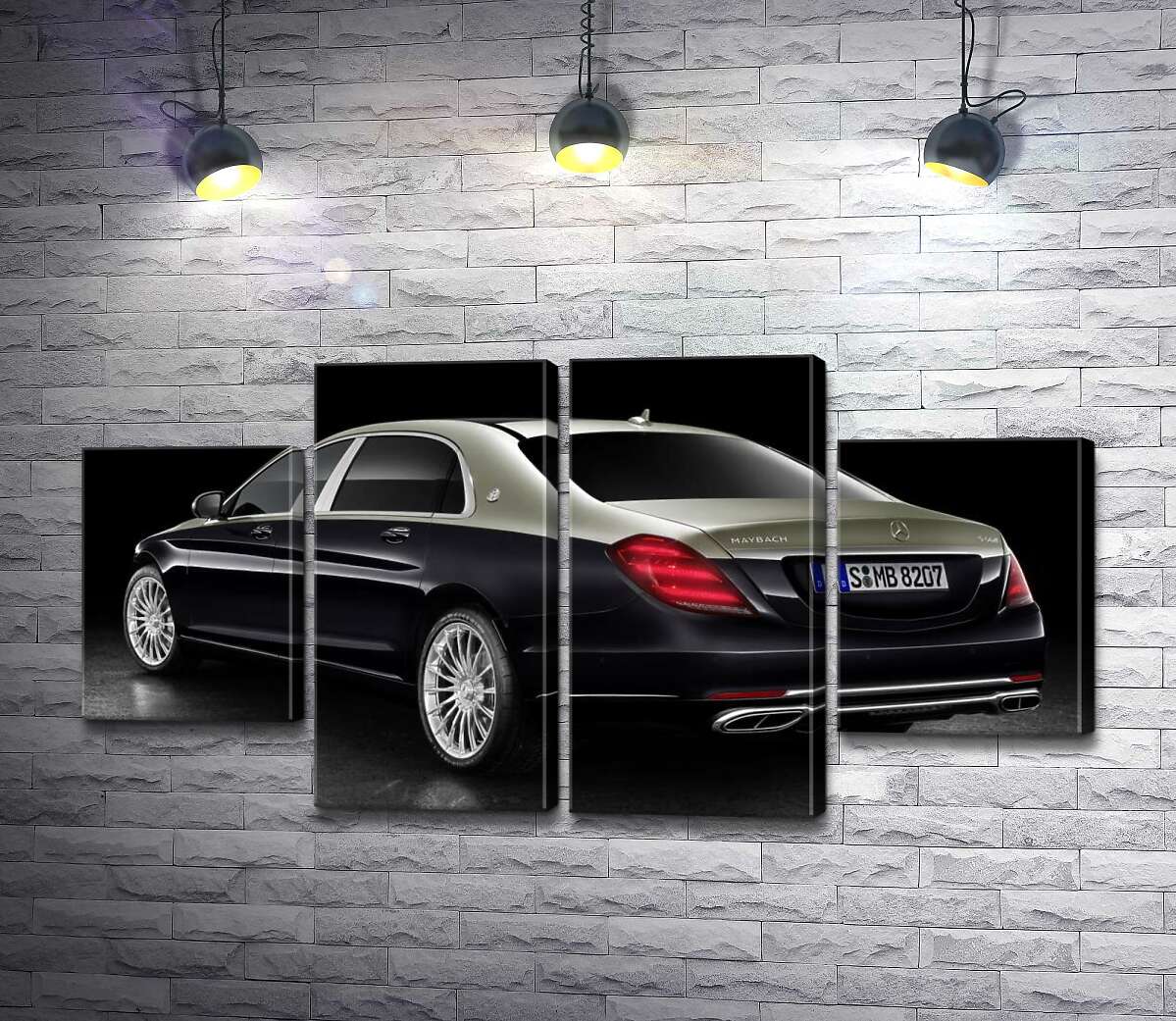 модульная картина Черная поверхность престижного автомобиля Mercedes-Maybach S-Class (Модуль №20)