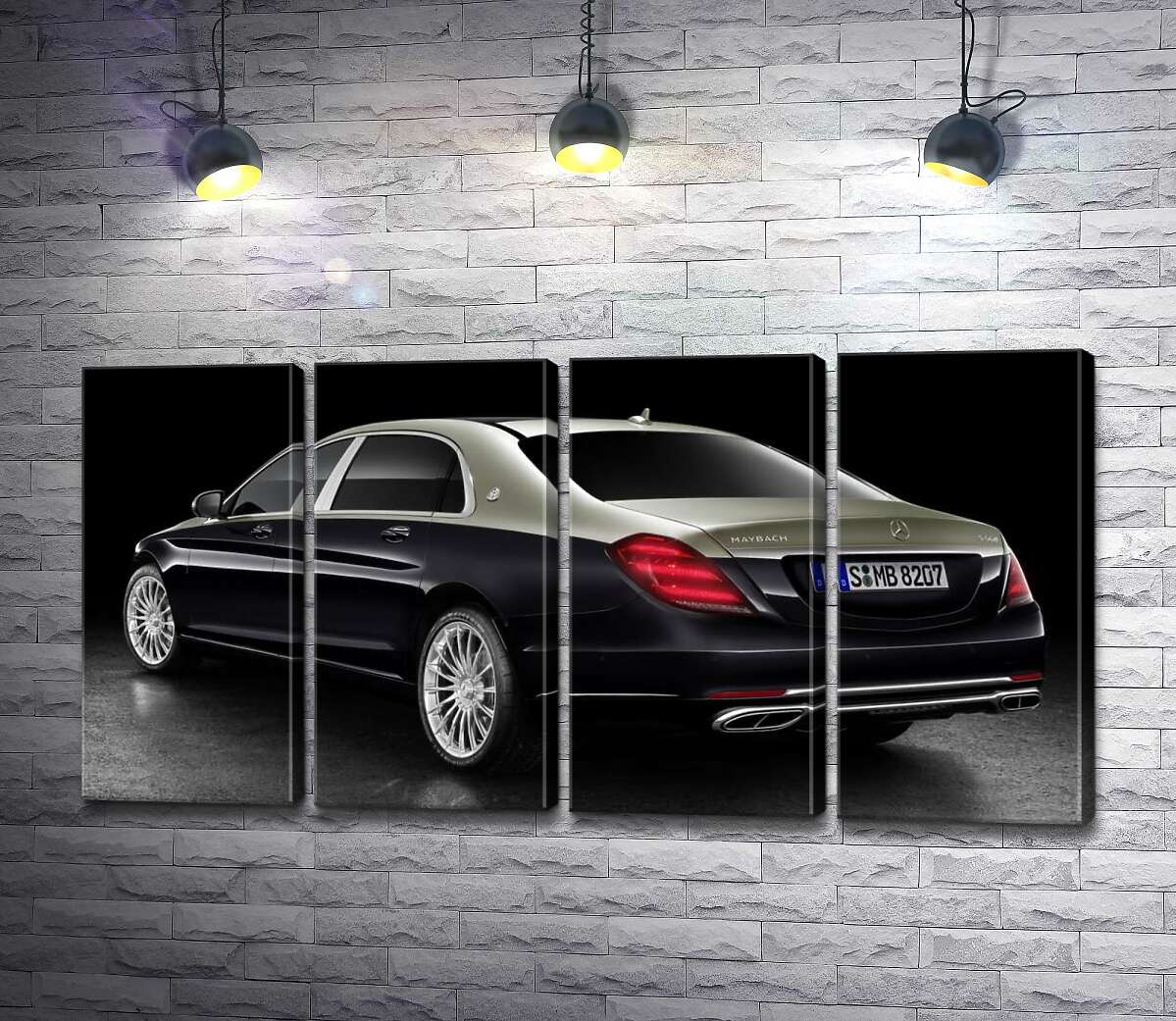 модульна картина Чорна поверхня престижного автомобіля Mercedes-Maybach S-Class (Модуль №24)