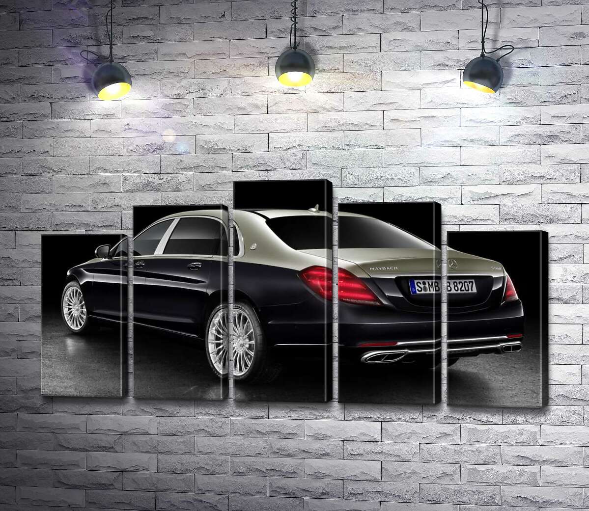 модульная картина Черная поверхность престижного автомобиля Mercedes-Maybach S-Class (Модуль №29)