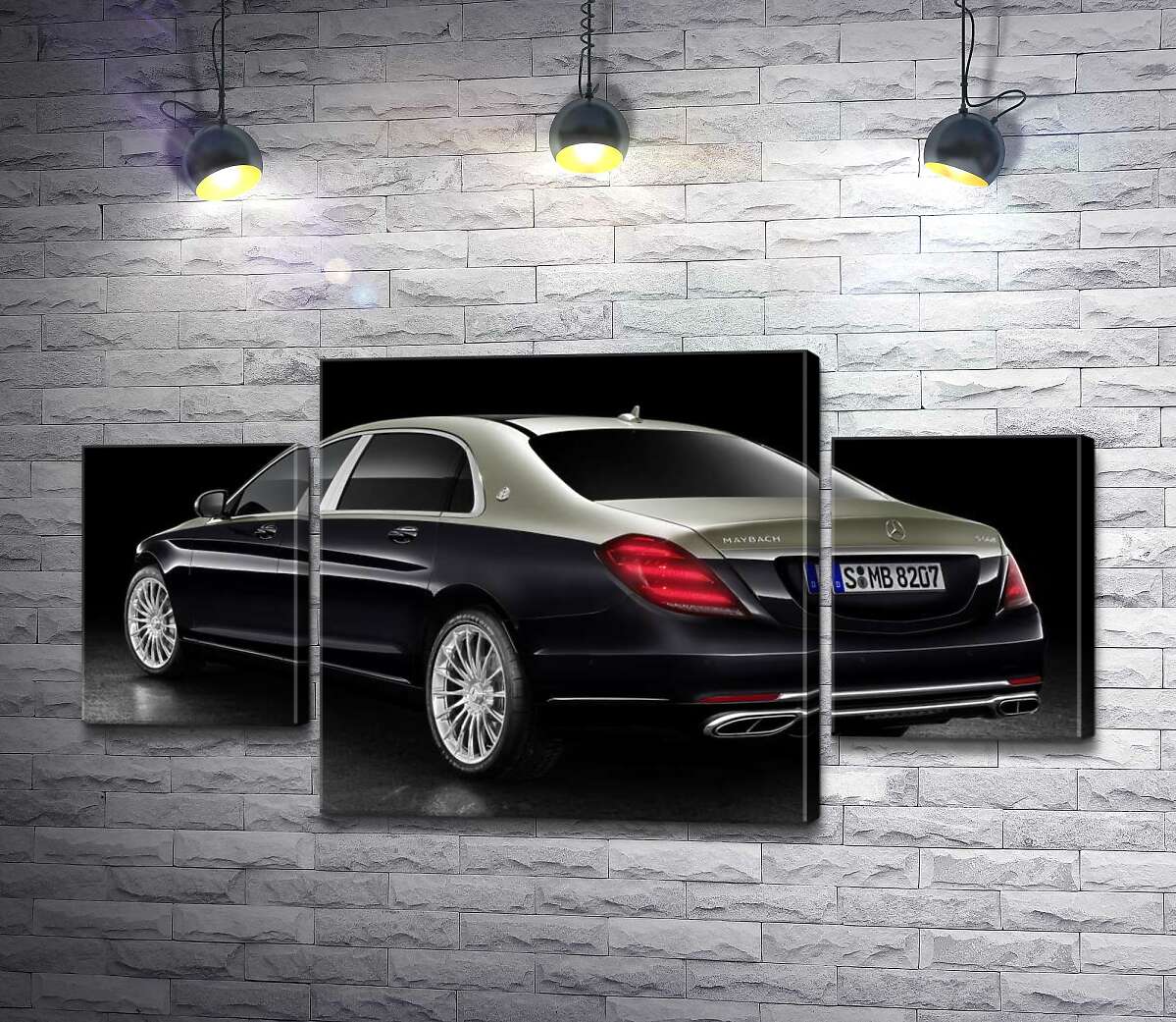 модульная картина Черная поверхность престижного автомобиля Mercedes-Maybach S-Class (Модуль №5)