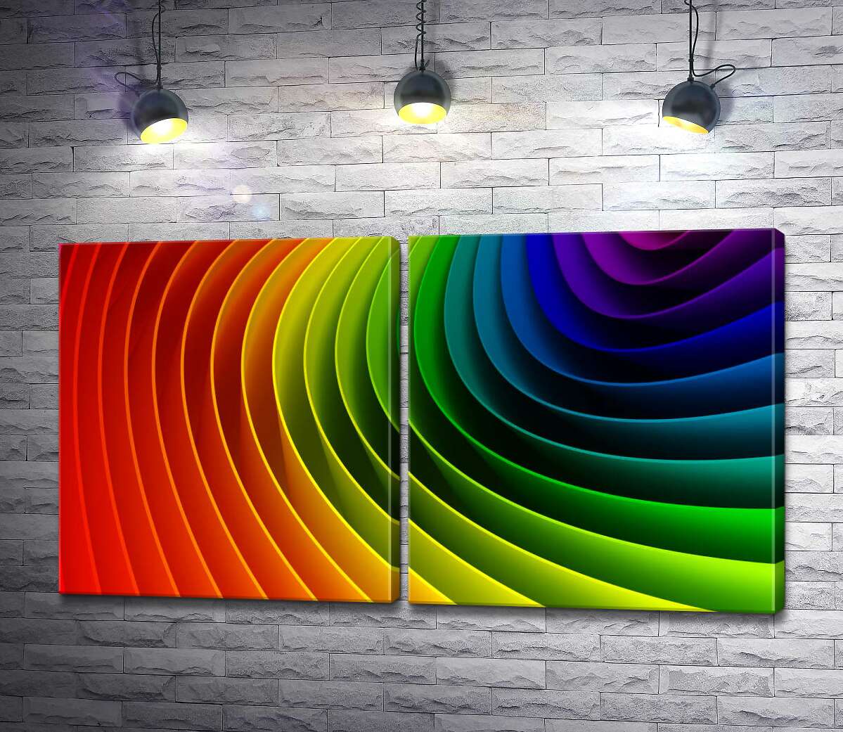 модульная картина Цветные ленты в радужных оттенках