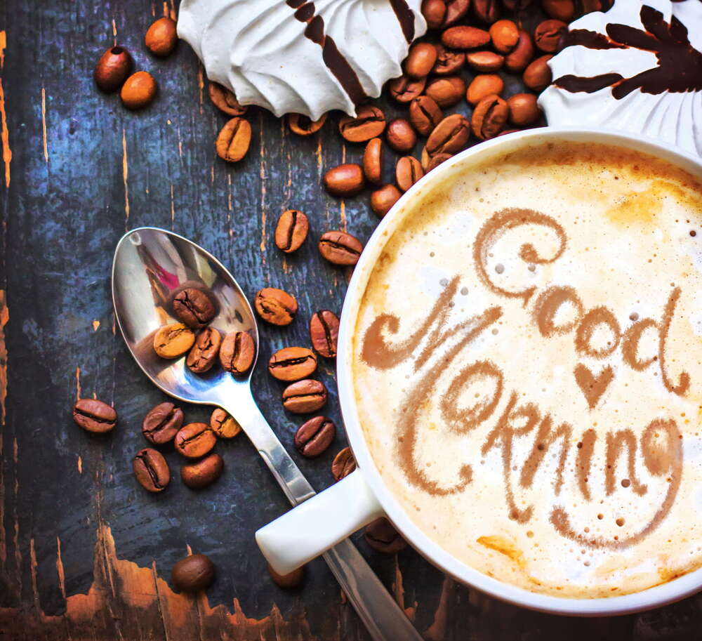 картина-постер Ранкове побажання на на пінці кави