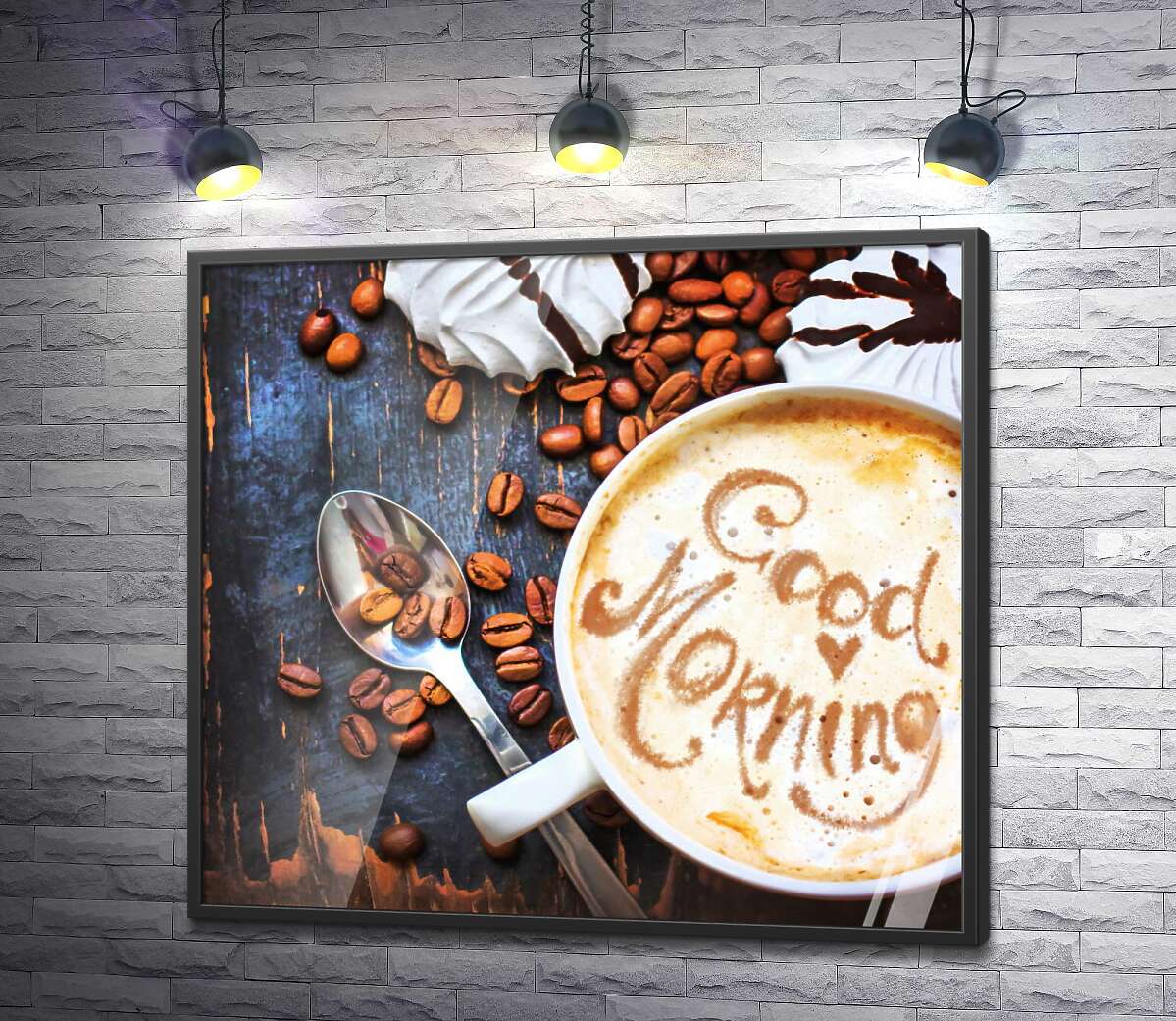 постер Ранкове побажання на на пінці кави