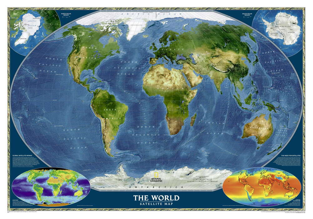 картина-постер Физическая карта мира