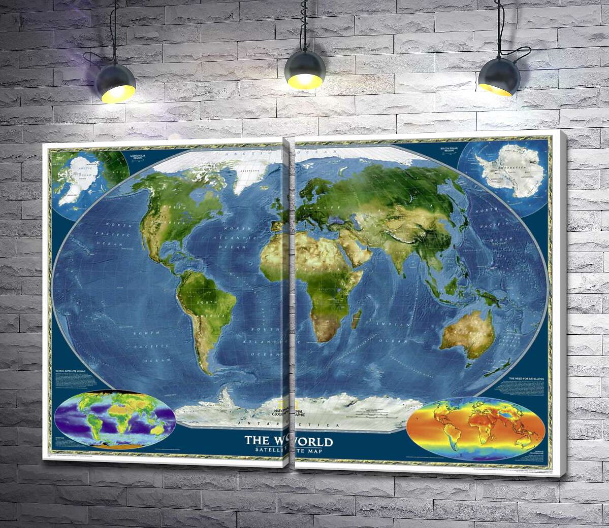 модульная картина Физическая карта мира