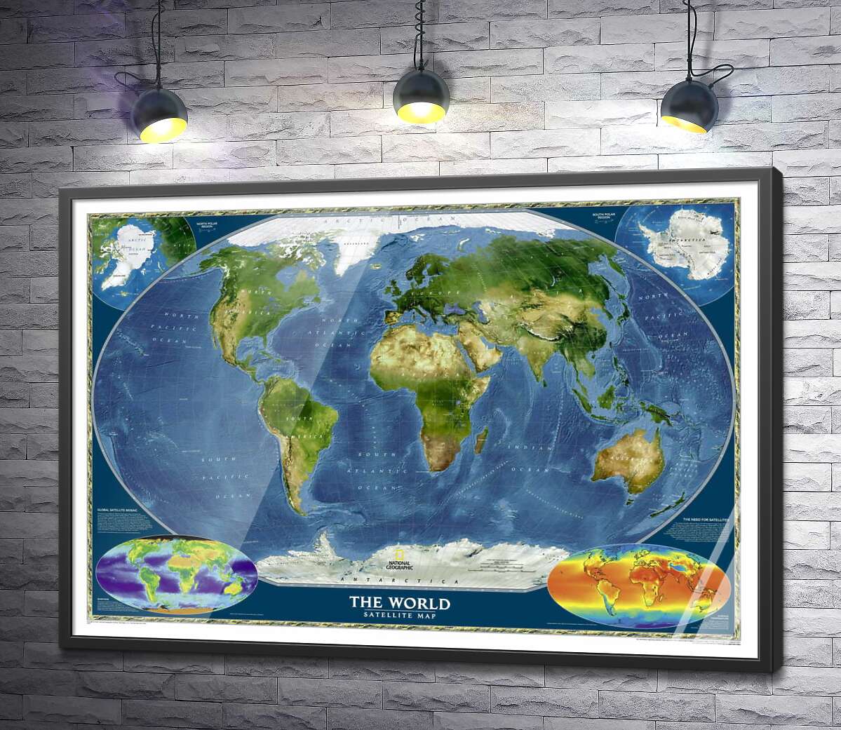 постер Физическая карта мира