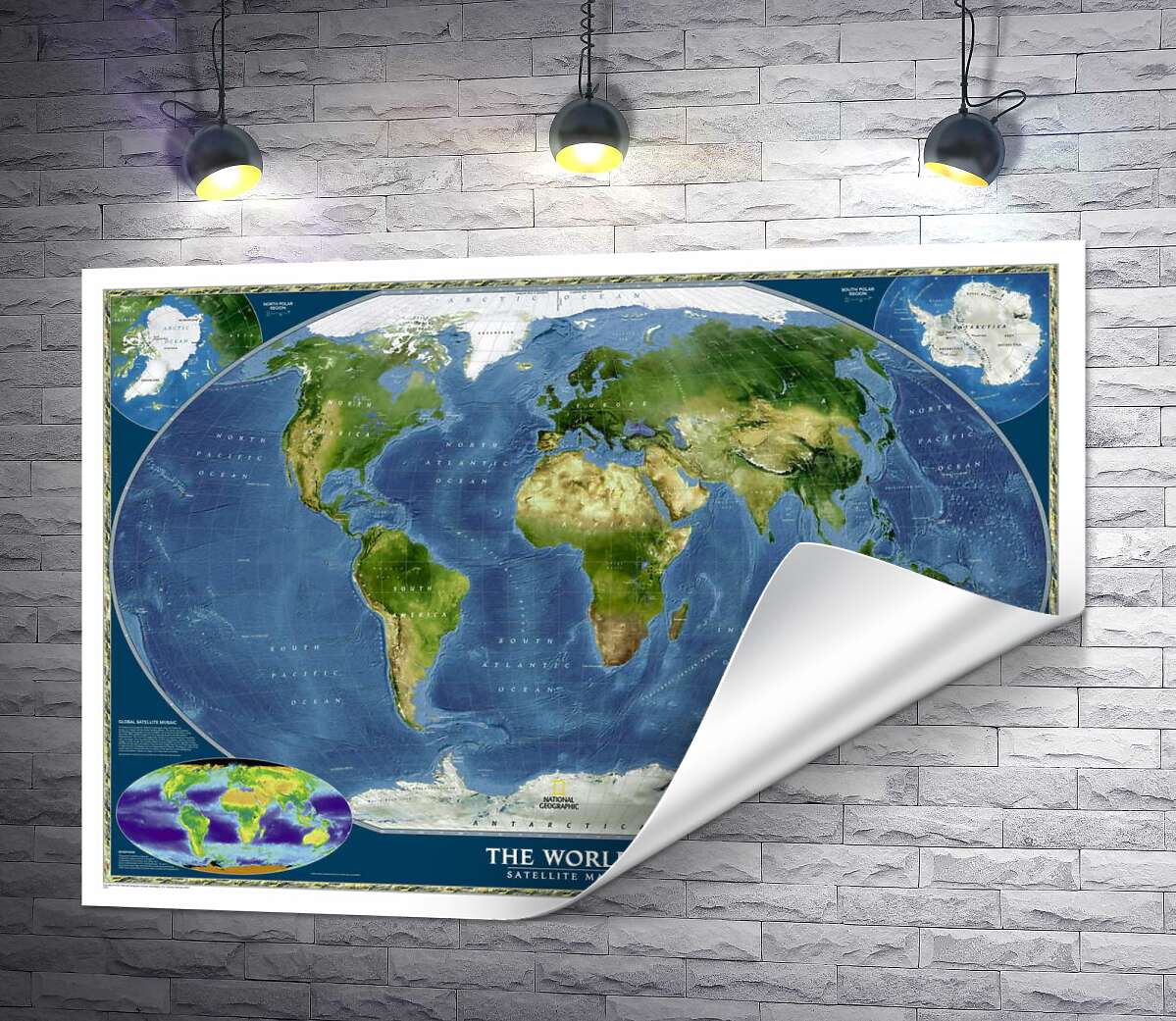 печать Физическая карта мира