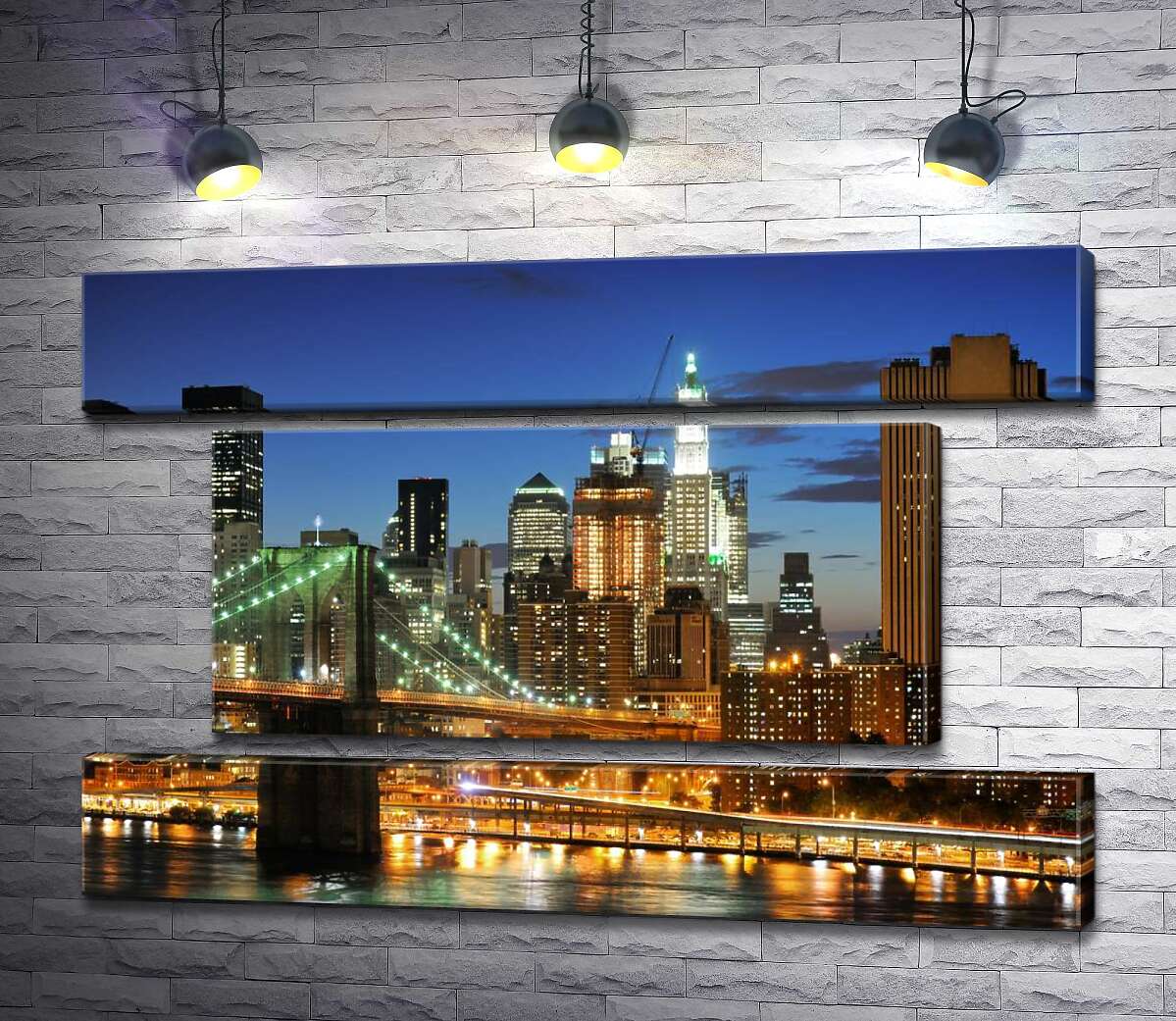 модульна картина Бруклінський міст (Brooklyn Bridge) зникає між вечірніх хмарочосів (Модуль №18)