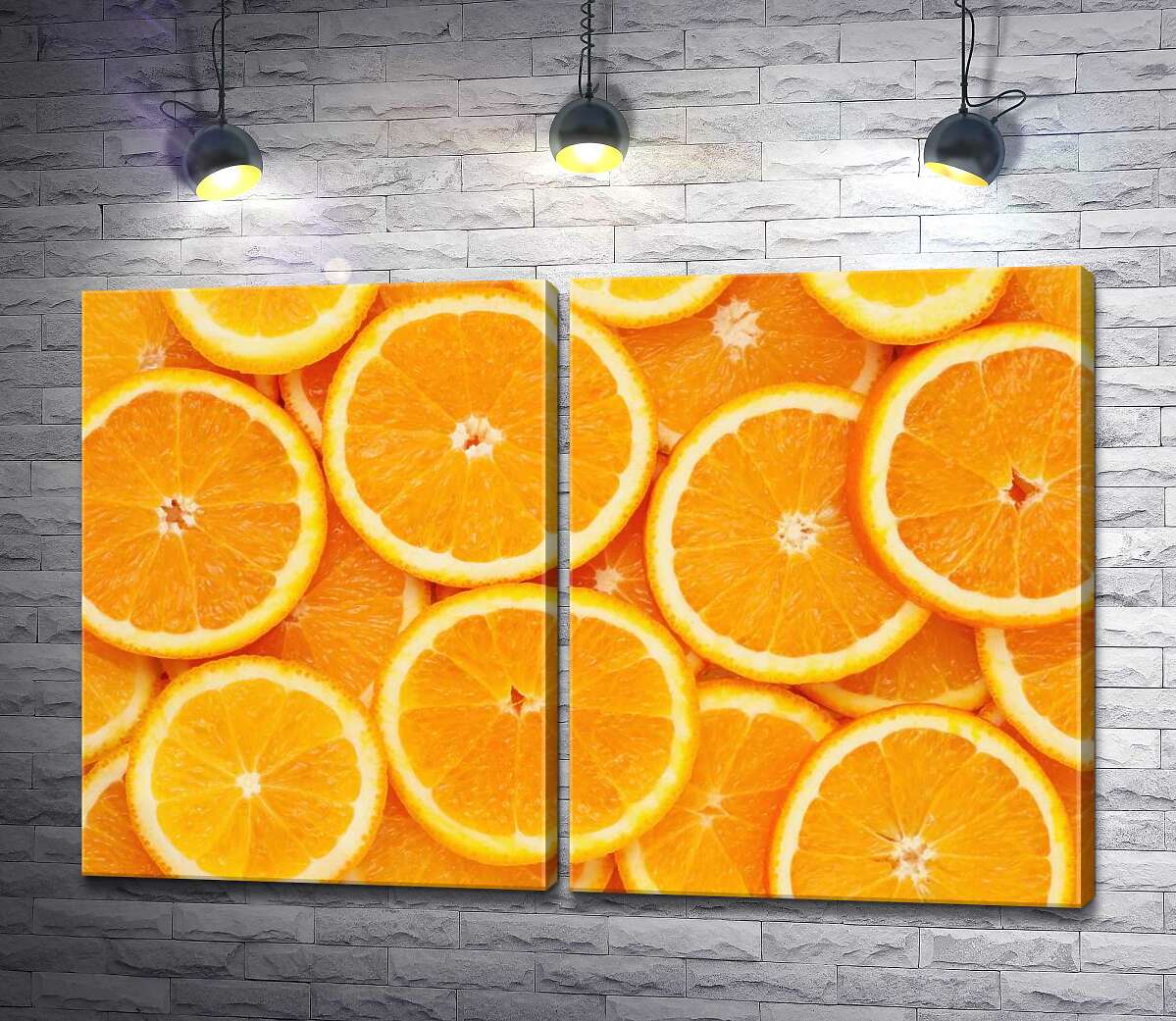 модульная картина Сочный узор из долек апельсина