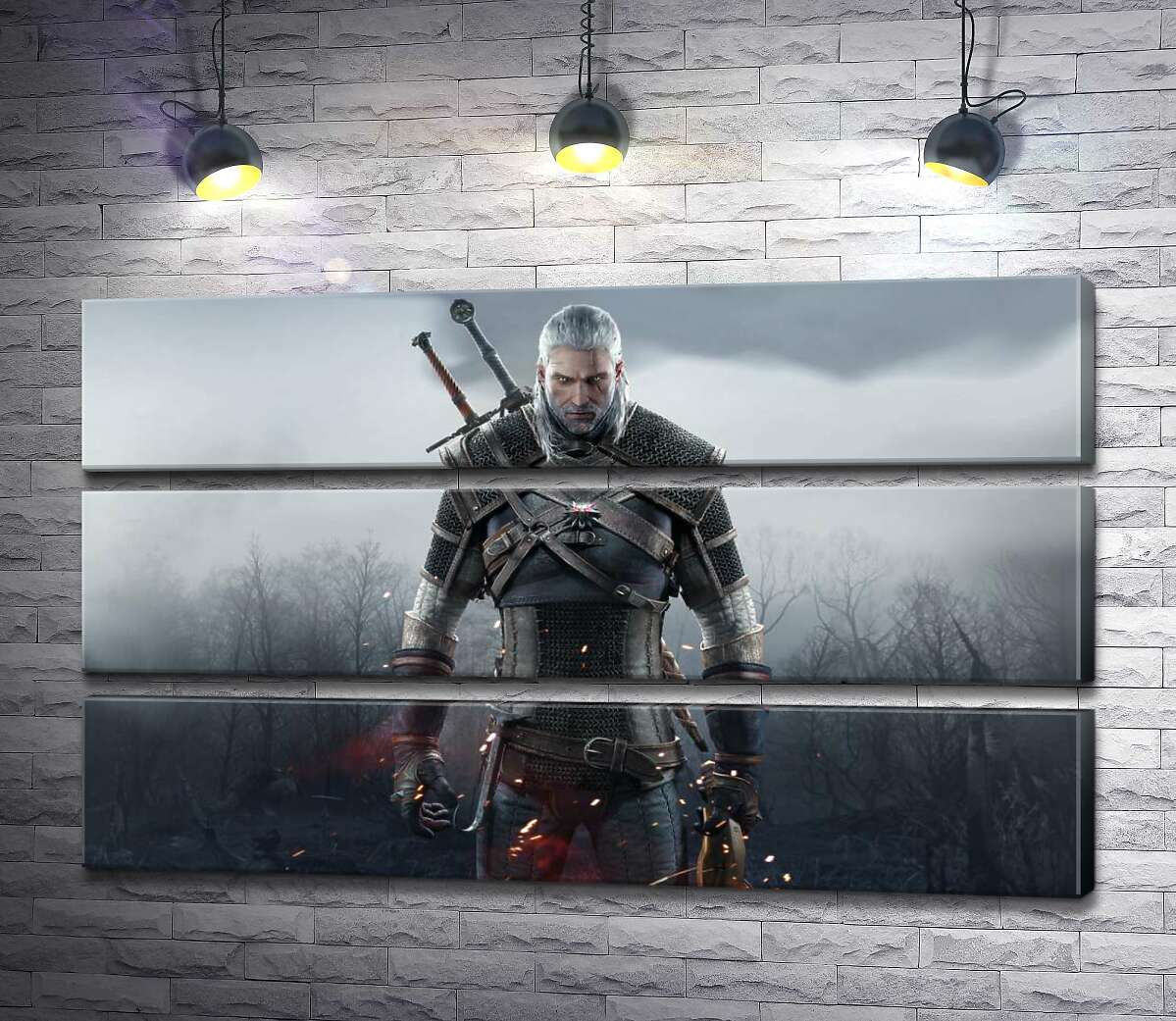 модульная картина Грозный герой Геральт из игре "Ведьмак 3: Дикий гон" (The Witcher 3: Wild hunt)
