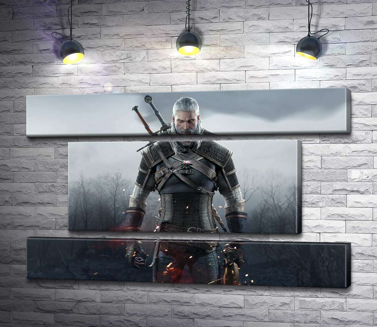 модульная картина Грозный герой Геральт из игре "Ведьмак 3: Дикий гон" (The Witcher 3: Wild hunt)