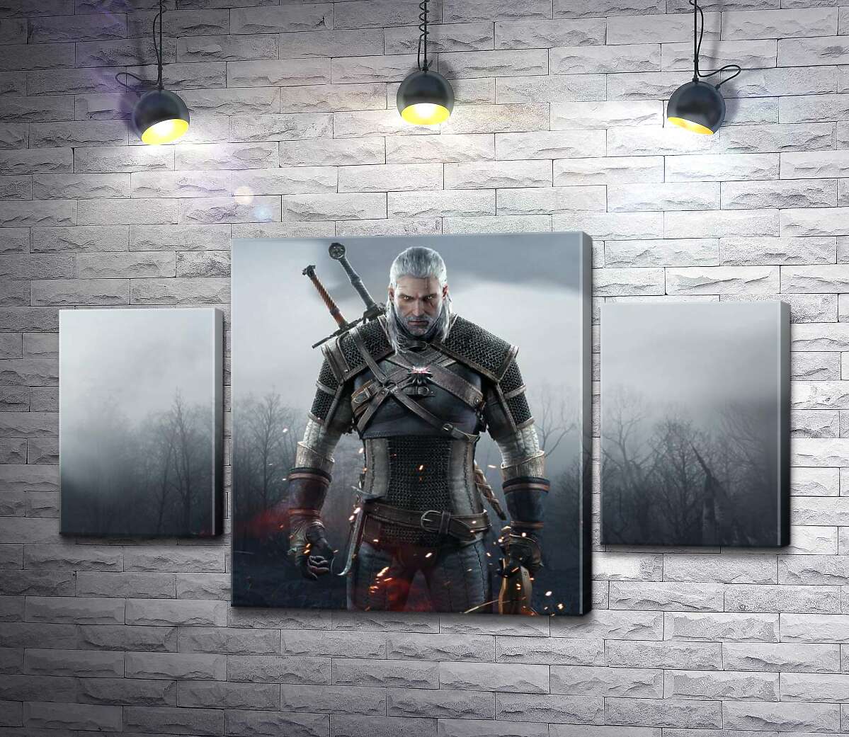 модульная картина Грозный герой Геральт из игре "Ведьмак 3: Дикий гон" (The Witcher 3: Wild hunt)
