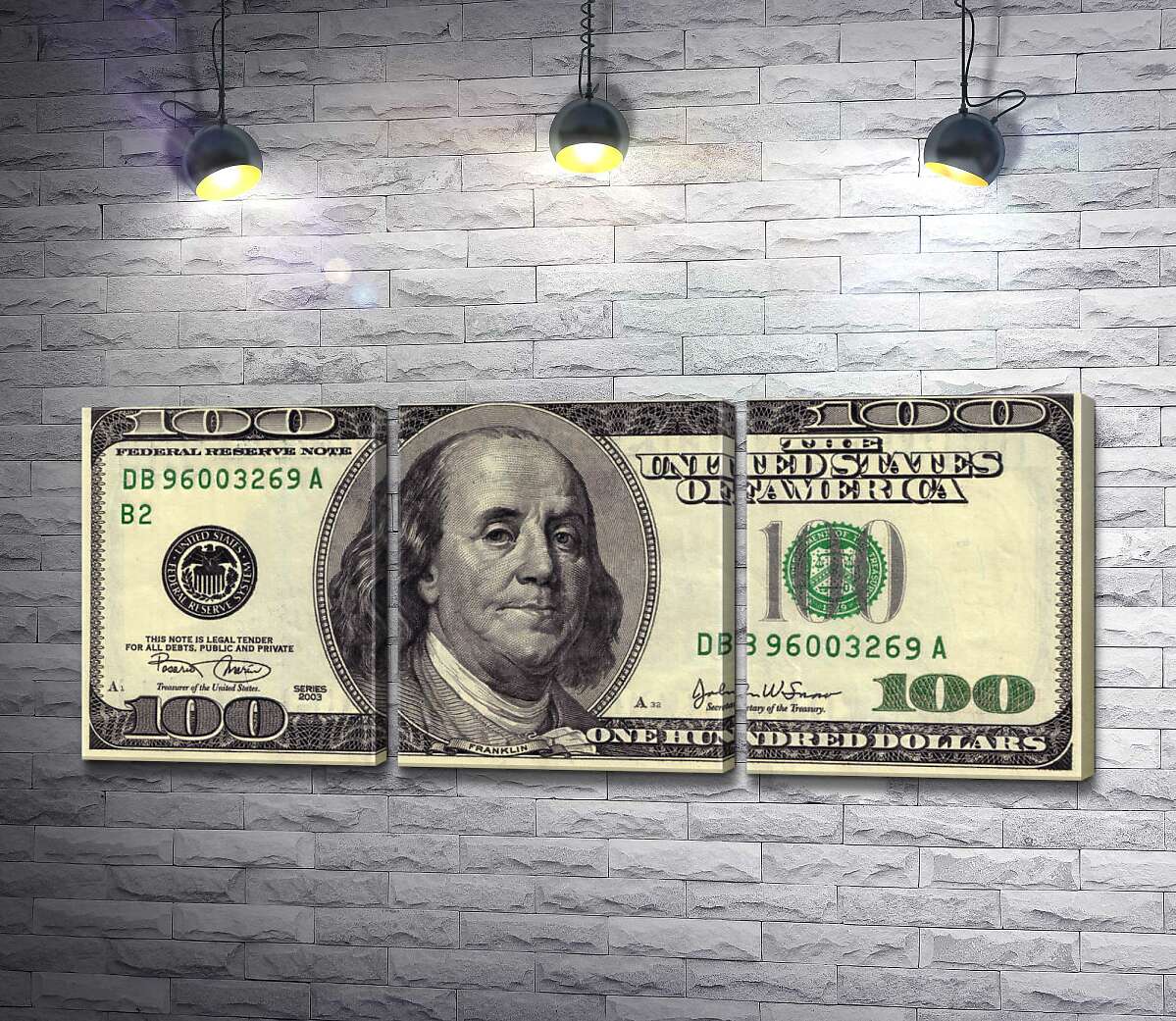 модульная картина Купюра 100 долларов (Модуль №2)