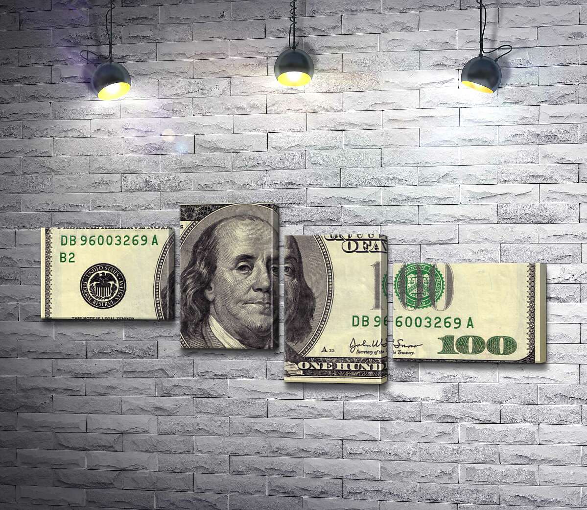 модульна картина Купюра 100 доларів (Модуль №21)