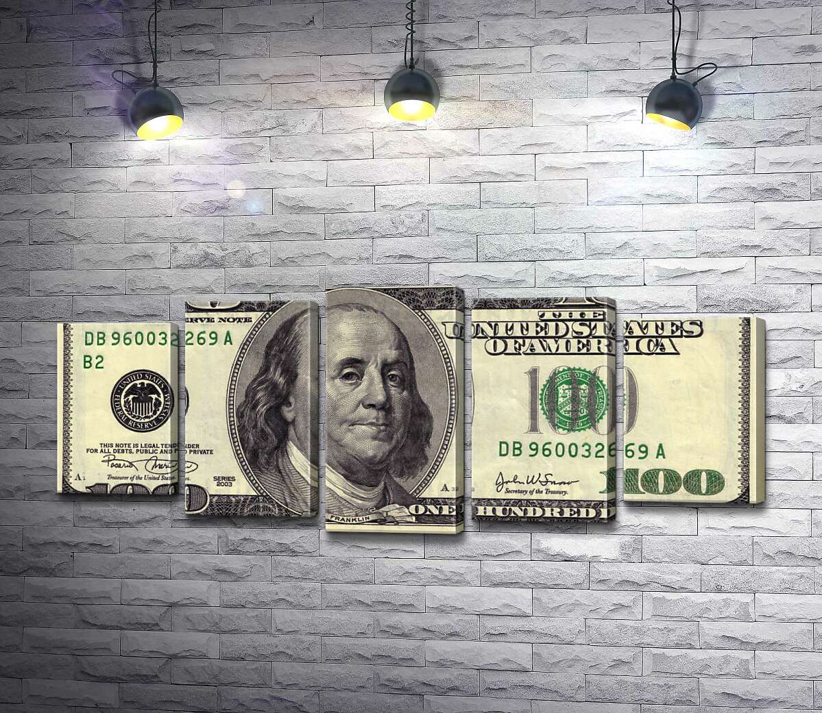 модульная картина Купюра 100 долларов (Модуль №4)