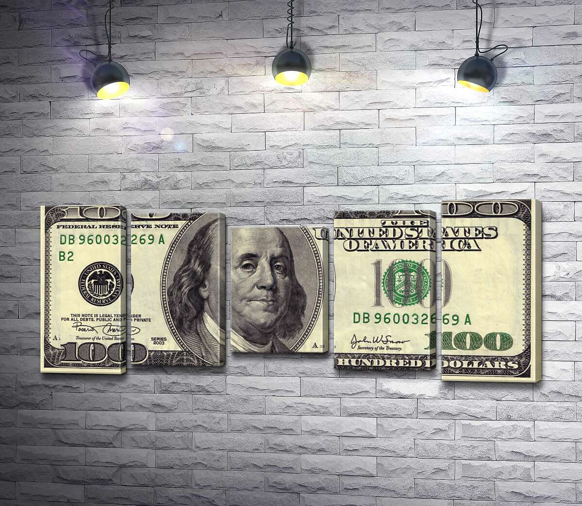 модульная картина Купюра 100 долларов (Модуль №27)