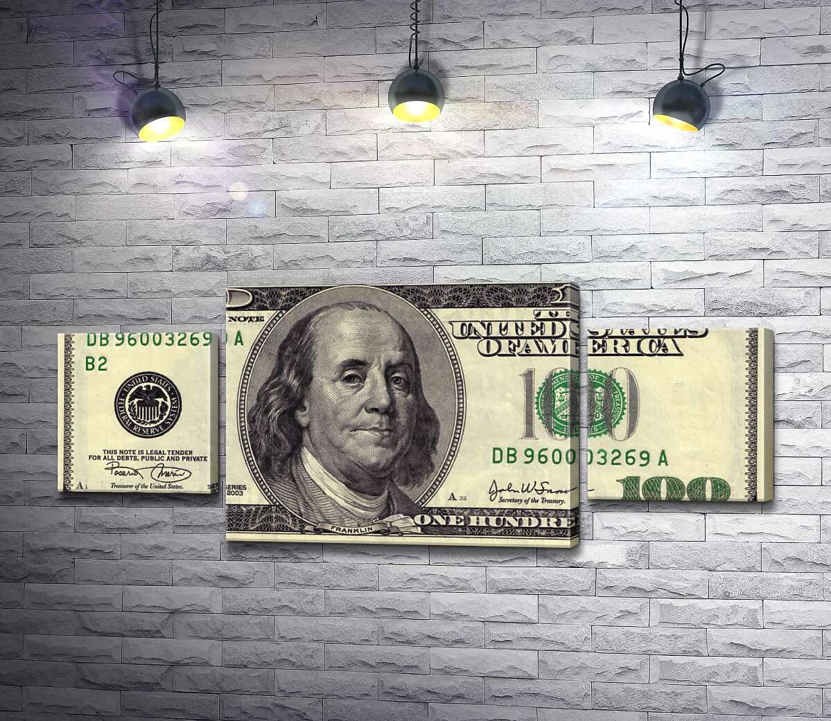 модульная картина Купюра 100 долларов (Модуль №5)