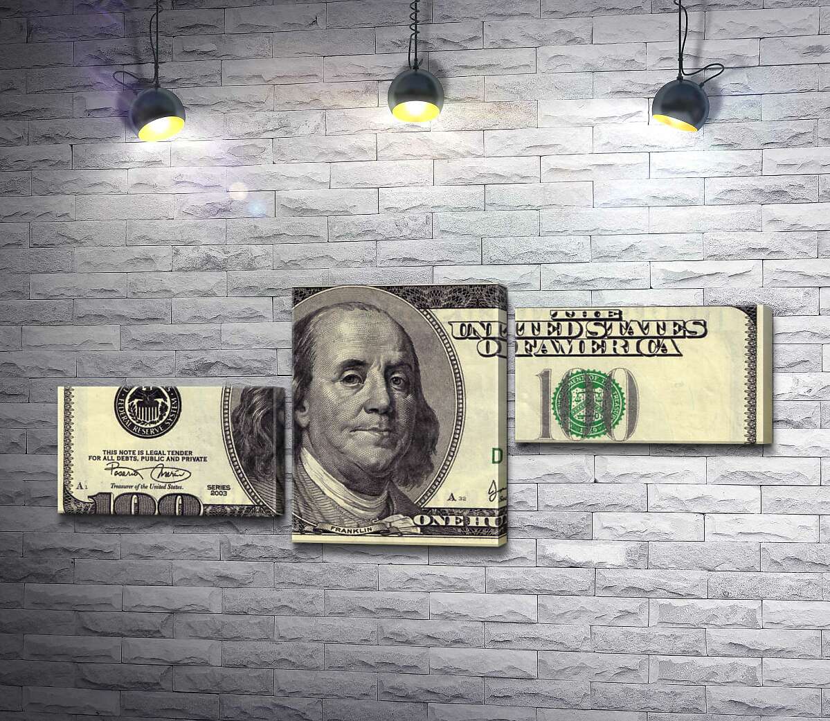 модульна картина Купюра 100 доларів (Модуль №12)