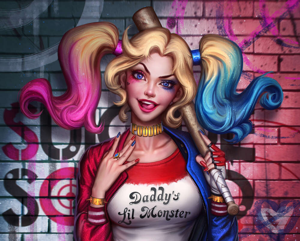 картина-постер Яркая хулиганка Харли Квинн (Harley Quinn)