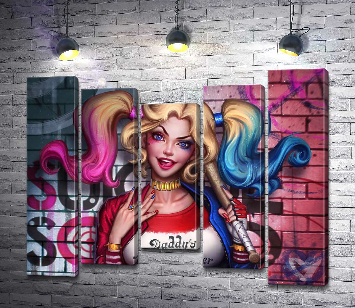 модульная картина Яркая хулиганка Харли Квинн (Harley Quinn) (Модуль №27)