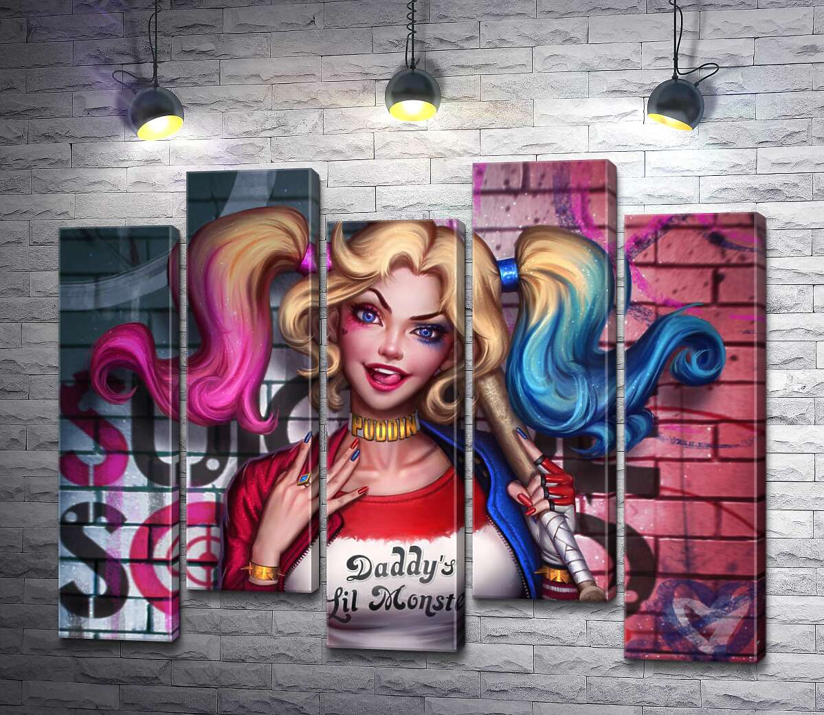 модульная картина Яркая хулиганка Харли Квинн (Harley Quinn) (Модуль №30)