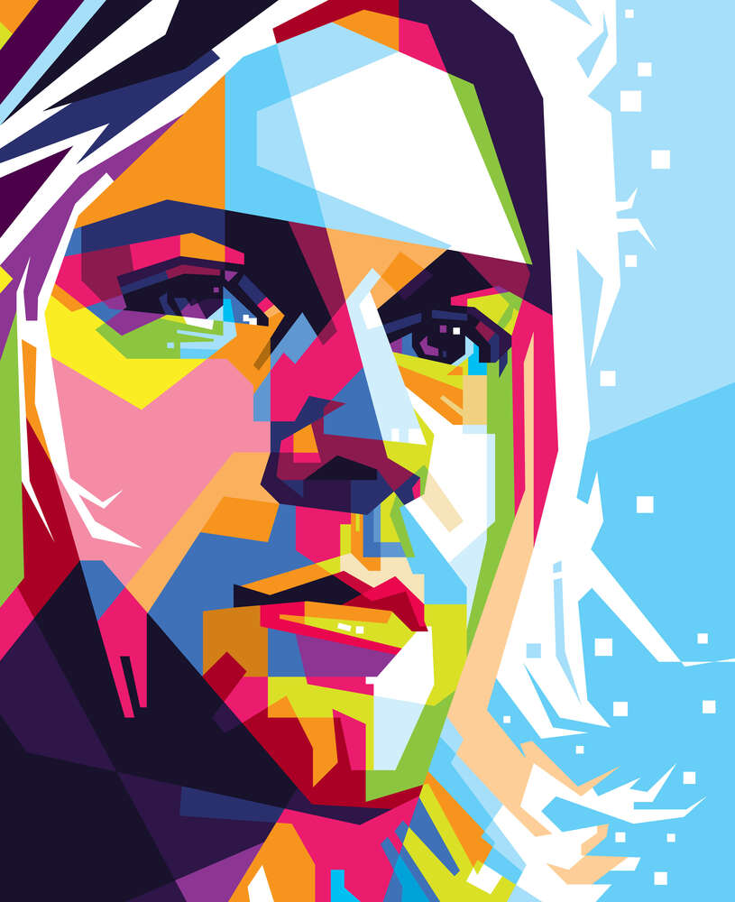картина-постер Яркий портрет музыканта Курта Кобейна (Kurt Cobain)