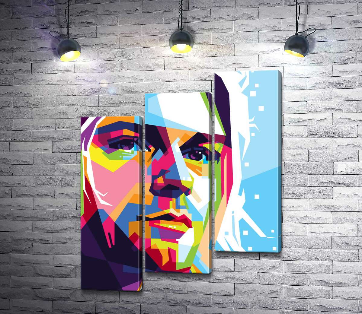 модульна картина Яскравий портрет музиканта Курта Кобейна (Kurt Cobain) (Модуль №14)