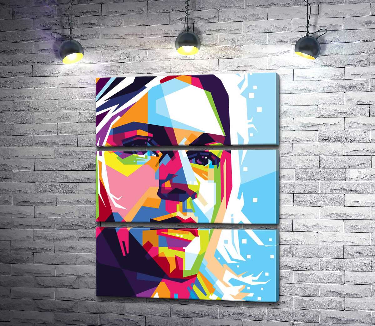 модульна картина Яскравий портрет музиканта Курта Кобейна (Kurt Cobain) (Модуль №15)
